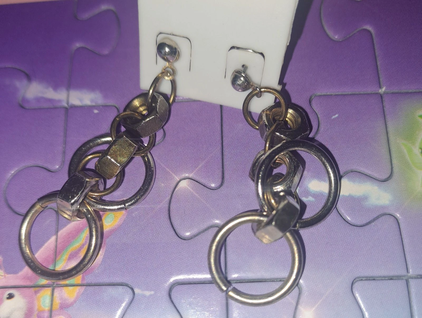 Paire de boucles d'oreilles écrous et anneaux